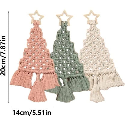 Christmas Tree Macrame Kit DIY Macrame Woven Tree Kit Handmade Woven Xmas Boho Wall Hangings Ornaments for Christmas Decor