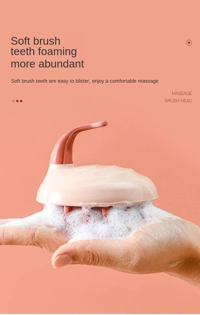 Household Hair Cleaning Shampoo Comb with Handle, Wet and Dry Massage, Silicone, Does Not Hurt The Head