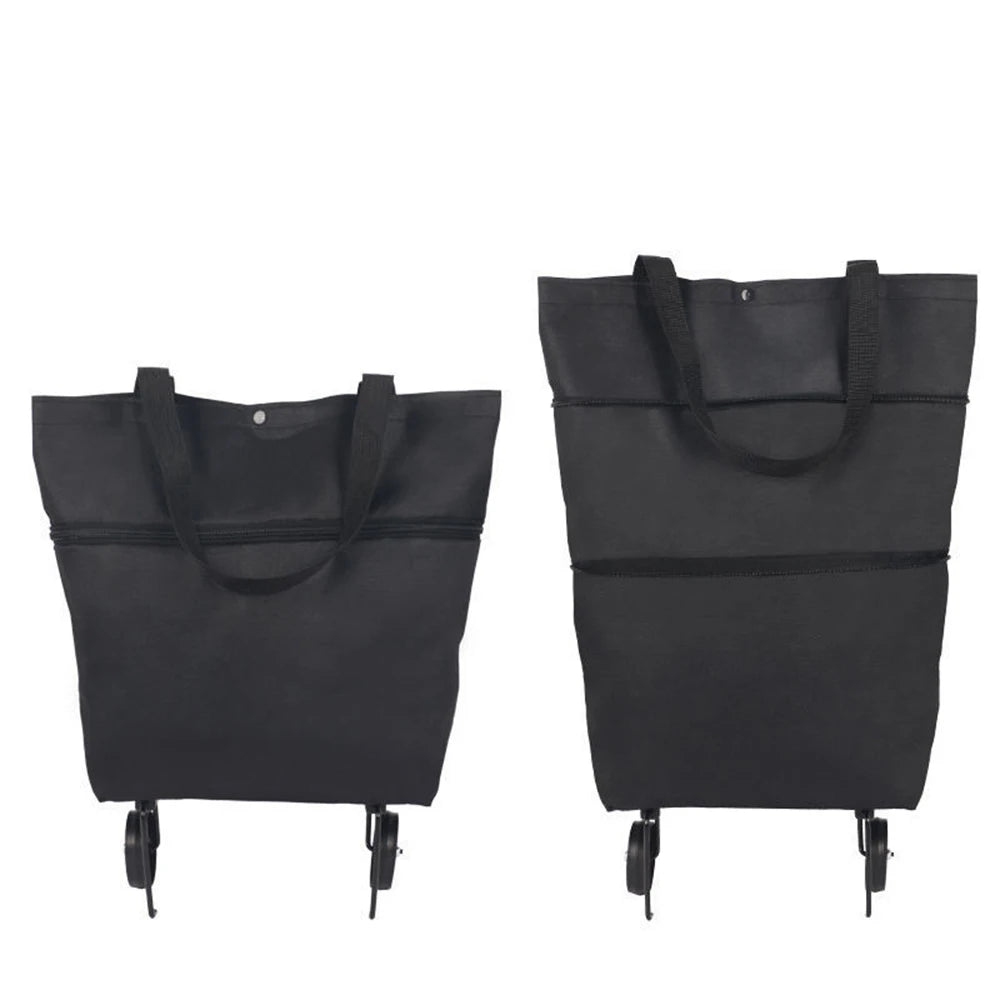 Household Portable Folding Cart Roller Shopping Bags Outdoors Food and Fruits Storage Foldable Trolley Wheel Supermarket Bag ﻿