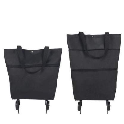 Household Portable Folding Cart Roller Shopping Bags Outdoors Food and Fruits Storage Foldable Trolley Wheel Supermarket Bag ﻿