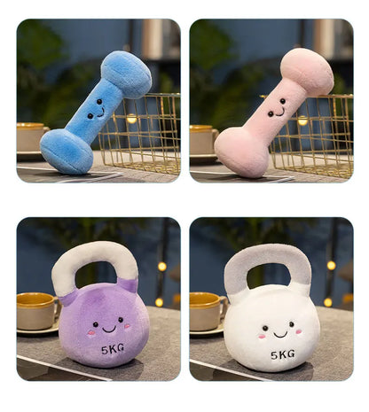 Dumbbell kettlebell Plush Doll - Soft Fitness Tool Shaped Stuffed Toy, Kids Cushion & Desktop Decoration,  Kettlebell Plush Toy