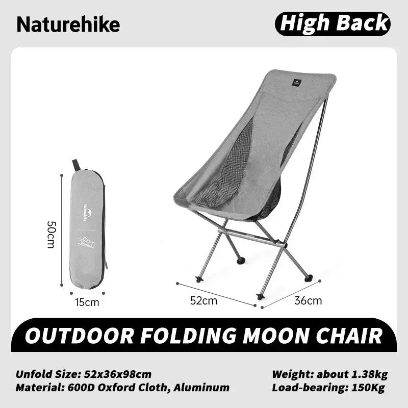 Naturehike Camping Chair L04 Folding Fishing Chair Ultralight Portable Aluminum Alloy Moon Chair Outdoor Picnic Relax Chair