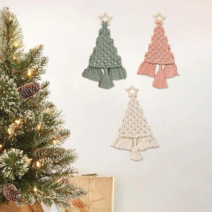 Christmas Tree Macrame Kit DIY Macrame Woven Tree Kit Handmade Woven Xmas Boho Wall Hangings Ornaments for Christmas Decor