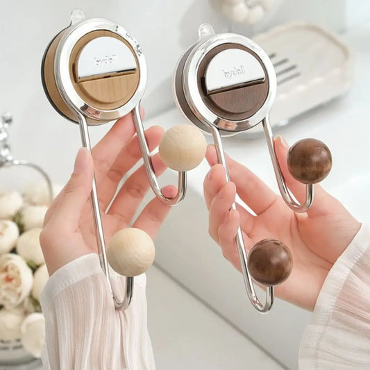 Household Removable Suction Cup Hooks Double Hooks Vacuum Shower Hooks Organizer Storage Wall Hanger Kitchen Bathroom
