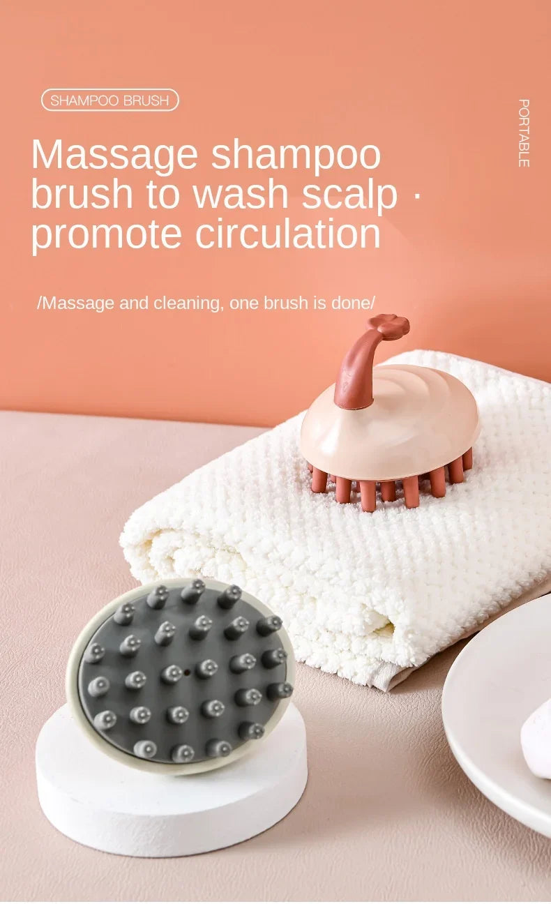 Household Hair Cleaning Shampoo Comb with Handle, Wet and Dry Massage, Silicone, Does Not Hurt The Head