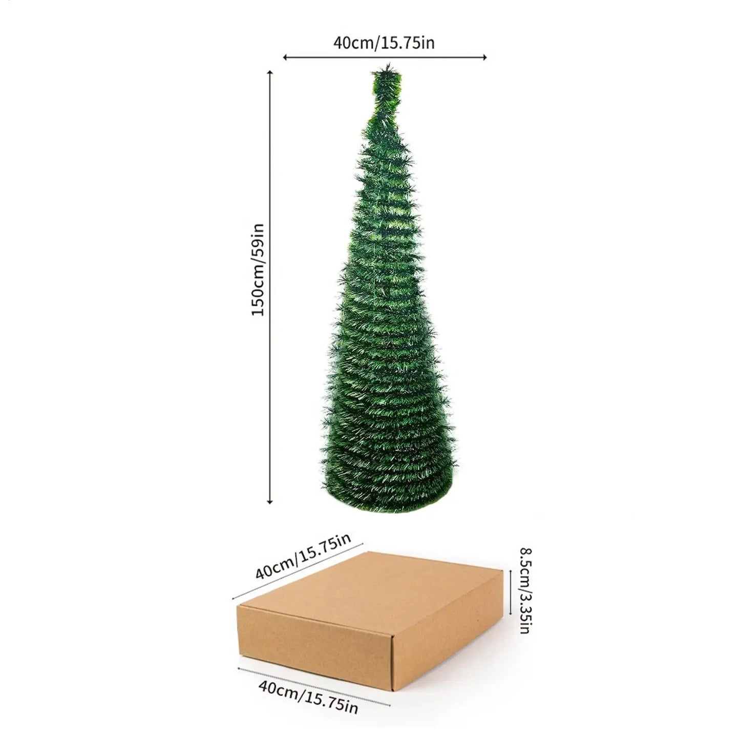 Christmas Tree 5 Ft Festival Ornament Faux Foldable Christmas Tree Christmas Decoration for Winter Holiday Season Decor Indoor