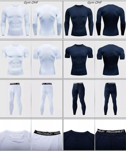 Gym Fitness T shirt Men's Short Sleeve Summer Boxing Jersey Legging Men Rashguard Compression Pants Quick Dry Tight T-shirts Men