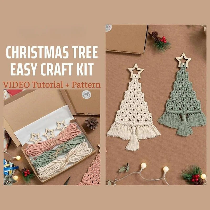 Christmas Tree Macrame Kit DIY Macrame Woven Tree Kit Handmade Woven Xmas Boho Wall Hangings Ornaments for Christmas Decor