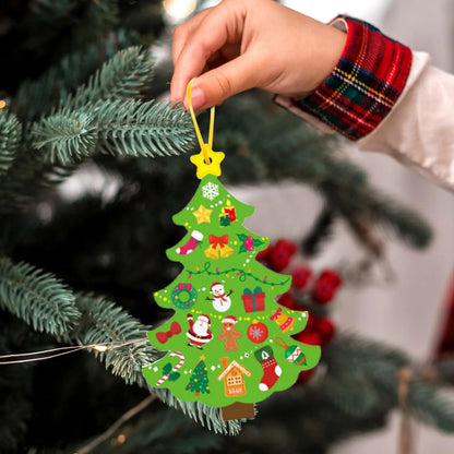 Christmas Tree DIY Craft Set for Kids 24 Cards Stickers Ribbons Interactive Ornaments Toddler Wall Decor Classroom Activity