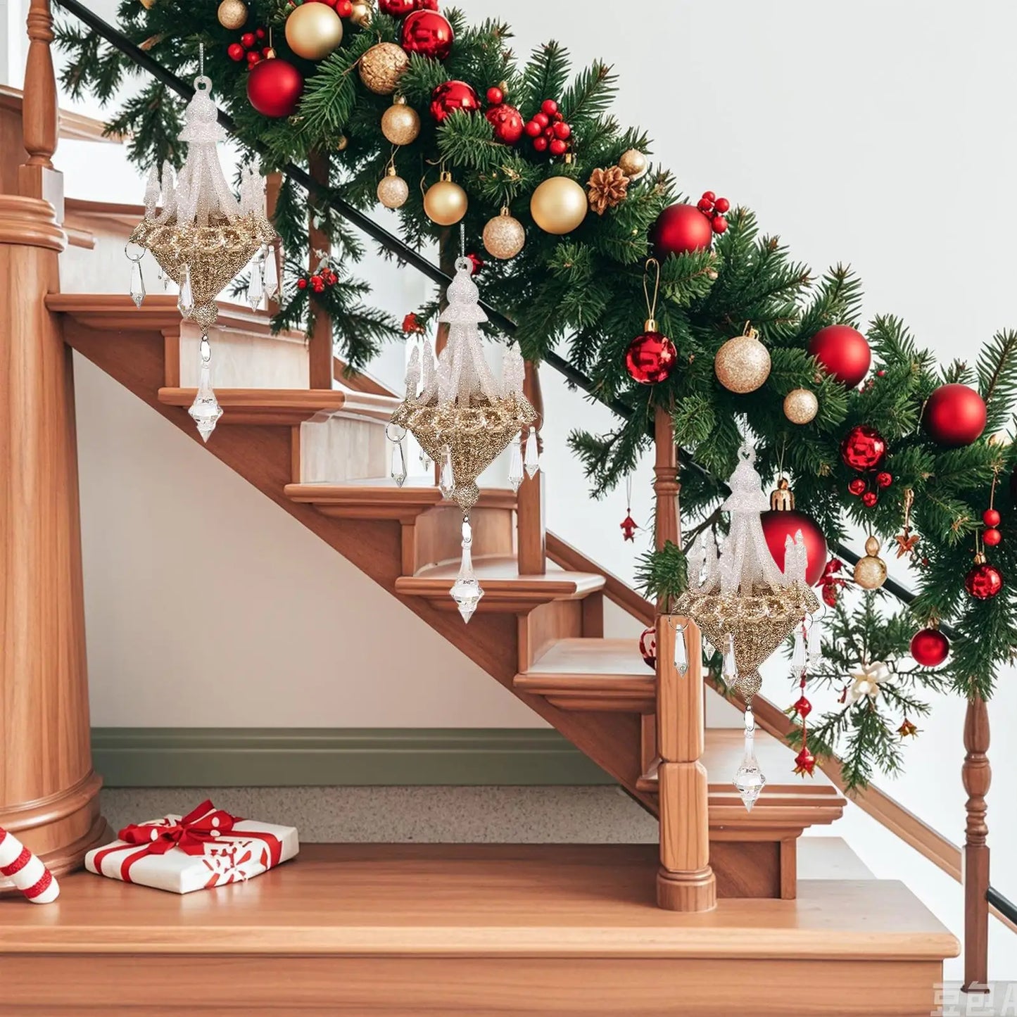 Christmas Crystal Chandelier Tree Ornament - Light-Refracting Holiday Keepsake for Farmhouse, Garden, Bedroom Door Winter Decor