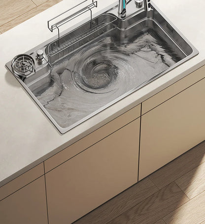 Household Sink, Made Of 304 Stainless Steel, With A Large Single Sink And Integrated Molding