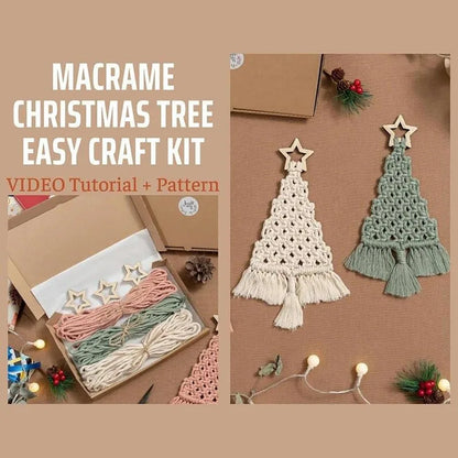 Christmas Tree Macrame Kit DIY Macrame Woven Tree Kit Handmade Woven Xmas Boho Wall Hangings Ornaments for Christmas Decor