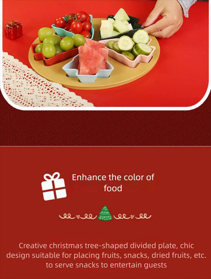 Christmas tree fruit tray, grid fruit tray, household dried fruit tray, snack tray, fruit tray, living room creative high aesthe