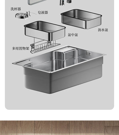 Household Sink, Made Of 304 Stainless Steel, With A Large Single Sink And Integrated Molding