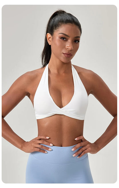 Sports Yoga Bra for Women Halter Neck with Stylish Back Design Sexy Gym Bra for Running Fitness Sports Bras