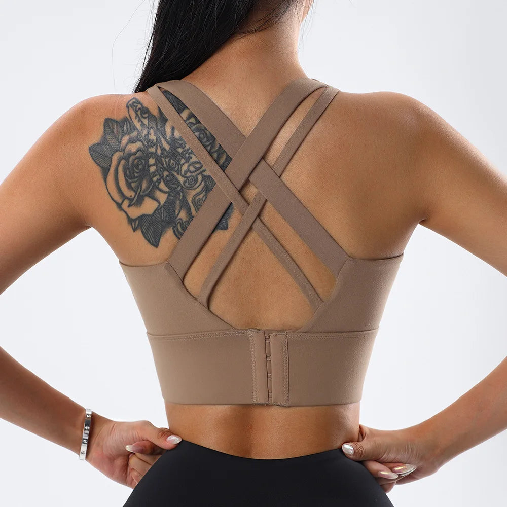 Gym Push Up Bra Women Sports Bra Back Closure High Impact Workout Sport Top Crop Fitness Wear For Yoga Gym Brassiere Sportswear