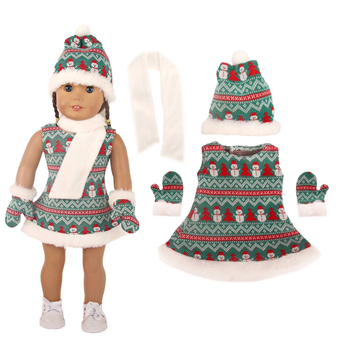 Christmas Doll Clothes Suit For American 18 Inch Girl Doll Cute Outfit Dress Seet For 43Cm Baby New Born&Our generation Doll Toy