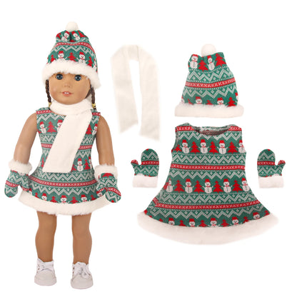 Christmas Doll Clothes Suit For American 18 Inch Girl Doll Cute Outfit Dress Seet For 43Cm Baby New Born&Our generation Doll Toy