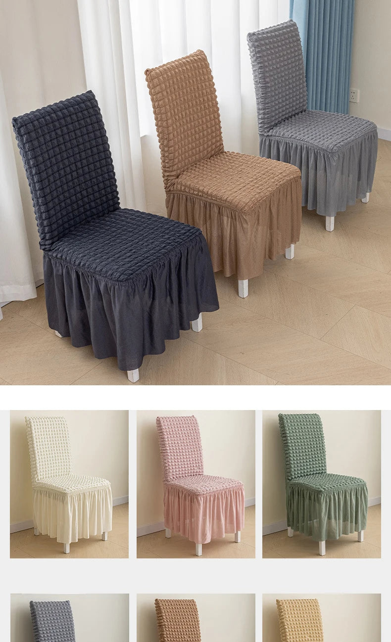 High Quality Seersucker Chair Cover For Dining Room Banquet Chair Slipcover Stretch Chair Skirt Elastic Wedding Chair Decoration