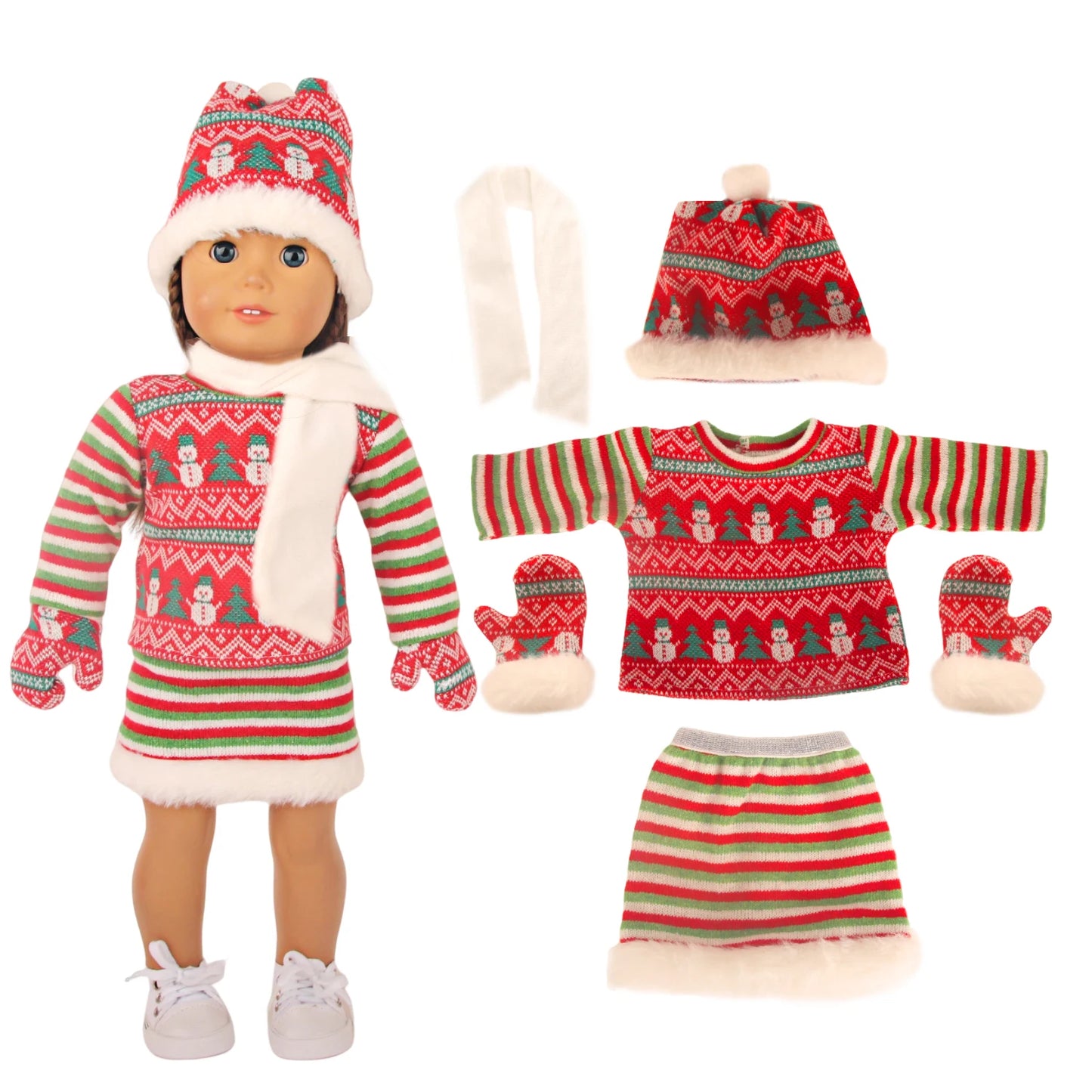 Christmas Doll Clothes Suit For American 18 Inch Girl Doll Cute Outfit Dress Seet For 43Cm Baby New Born&Our generation Doll Toy