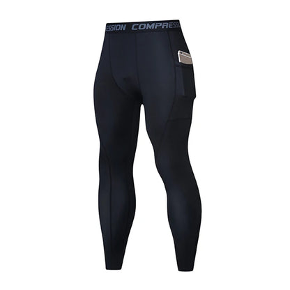 Compression Pant Men Training Gym Leggings with Pockets Running Tights Fitness Basketball Jogging Workout Trouser Polyester