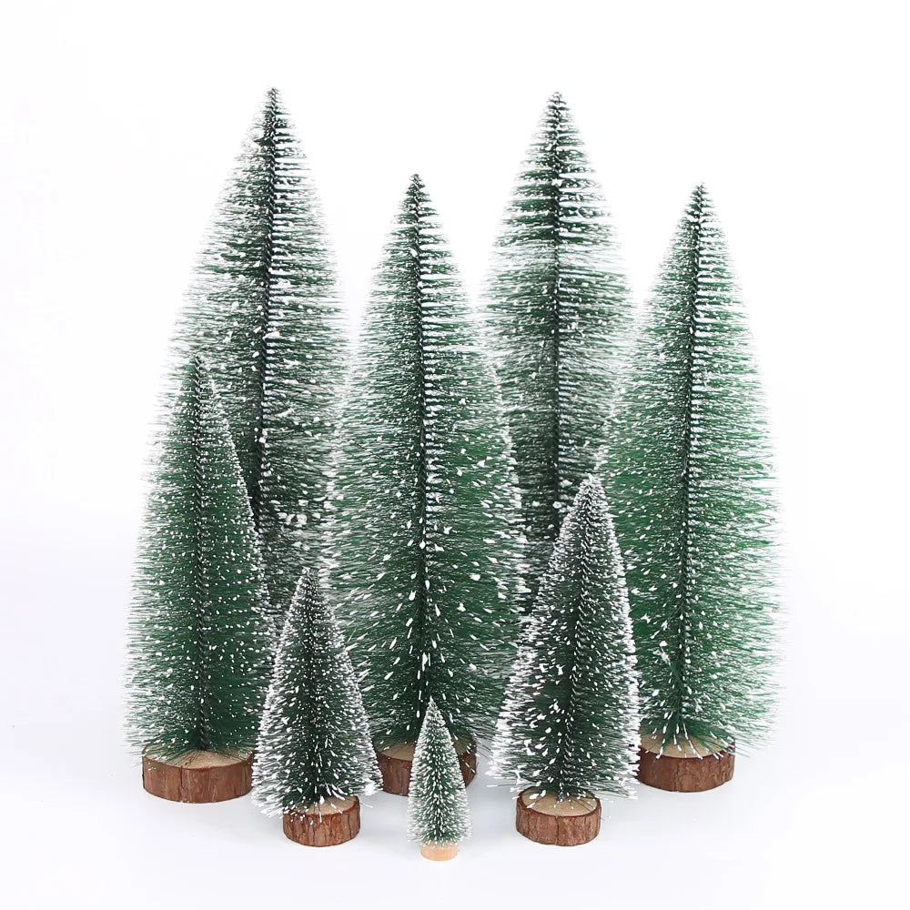 Christmas Decoration Artificial Mini Tree Ornaments Miniature Cedar Snow Pines for Home Table Decor 2024 Navidad Landscape Gifts