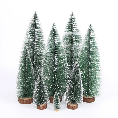 Christmas Decoration Artificial Mini Tree Ornaments Miniature Cedar Snow Pines for Home Table Decor 2024 Navidad Landscape Gifts