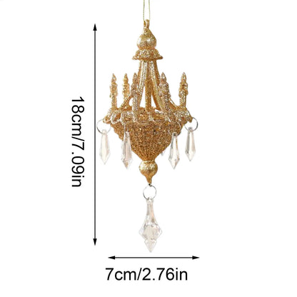 Christmas Crystal Chandelier Tree Ornament - Light-Refracting Holiday Keepsake for Farmhouse, Garden, Bedroom Door Winter Decor