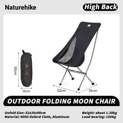 Naturehike Camping Chair L04 Folding Fishing Chair Ultralight Portable Aluminum Alloy Moon Chair Outdoor Picnic Relax Chair