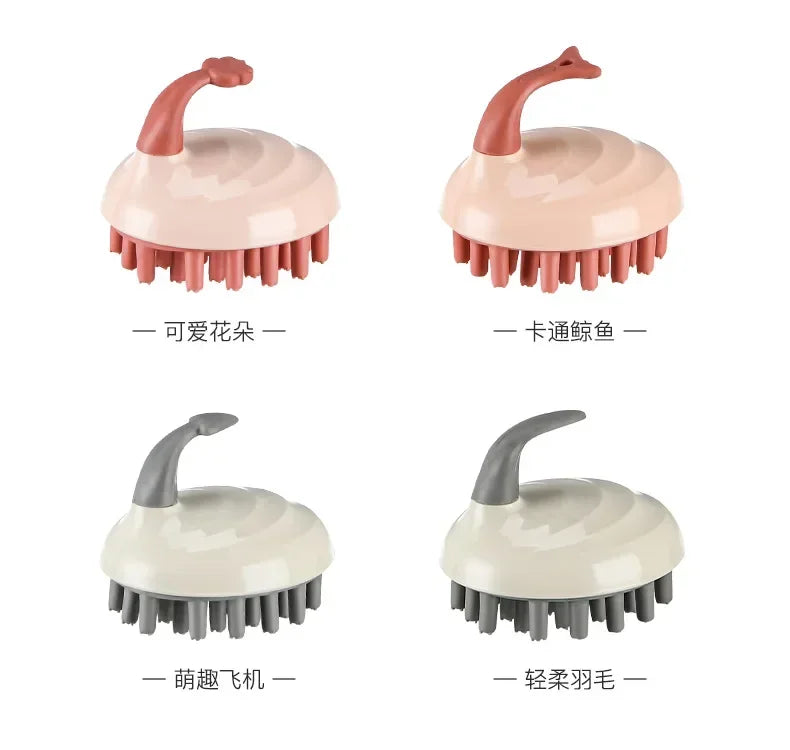 Household Hair Cleaning Shampoo Comb with Handle, Wet and Dry Massage, Silicone, Does Not Hurt The Head