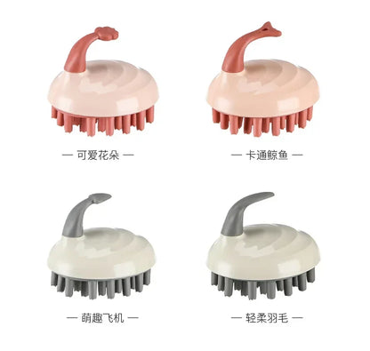 Household Hair Cleaning Shampoo Comb with Handle, Wet and Dry Massage, Silicone, Does Not Hurt The Head