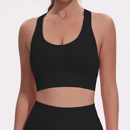 Sports Bras for Women Hollow Out Breathable Seamless Stretchy Beautiful Back Yoga Bra with Removable Cups Gym Sportswear