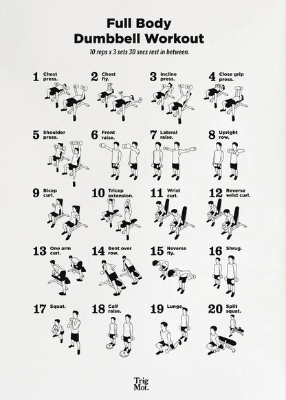 Dumbbell Gym Chart Poster Prints Fitness Workout Training Exercise Canvas Painting Black White Art Home Decor Cuadros