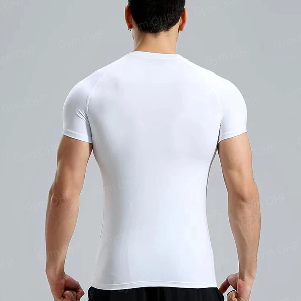 Gym Fitness T shirt Men's Short Sleeve Summer Boxing Jersey Legging Men Rashguard Compression Pants Quick Dry Tight T-shirts Men