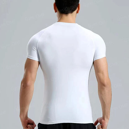 Gym Fitness T shirt Men's Short Sleeve Summer Boxing Jersey Legging Men Rashguard Compression Pants Quick Dry Tight T-shirts Men