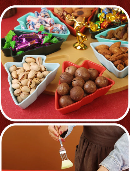 Christmas tree fruit tray, grid fruit tray, household dried fruit tray, snack tray, fruit tray, living room creative high aesthe