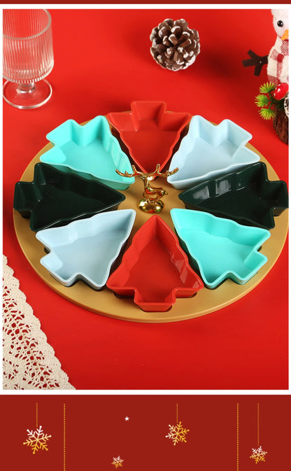 Christmas tree fruit tray, grid fruit tray, household dried fruit tray, snack tray, fruit tray, living room creative high aesthe