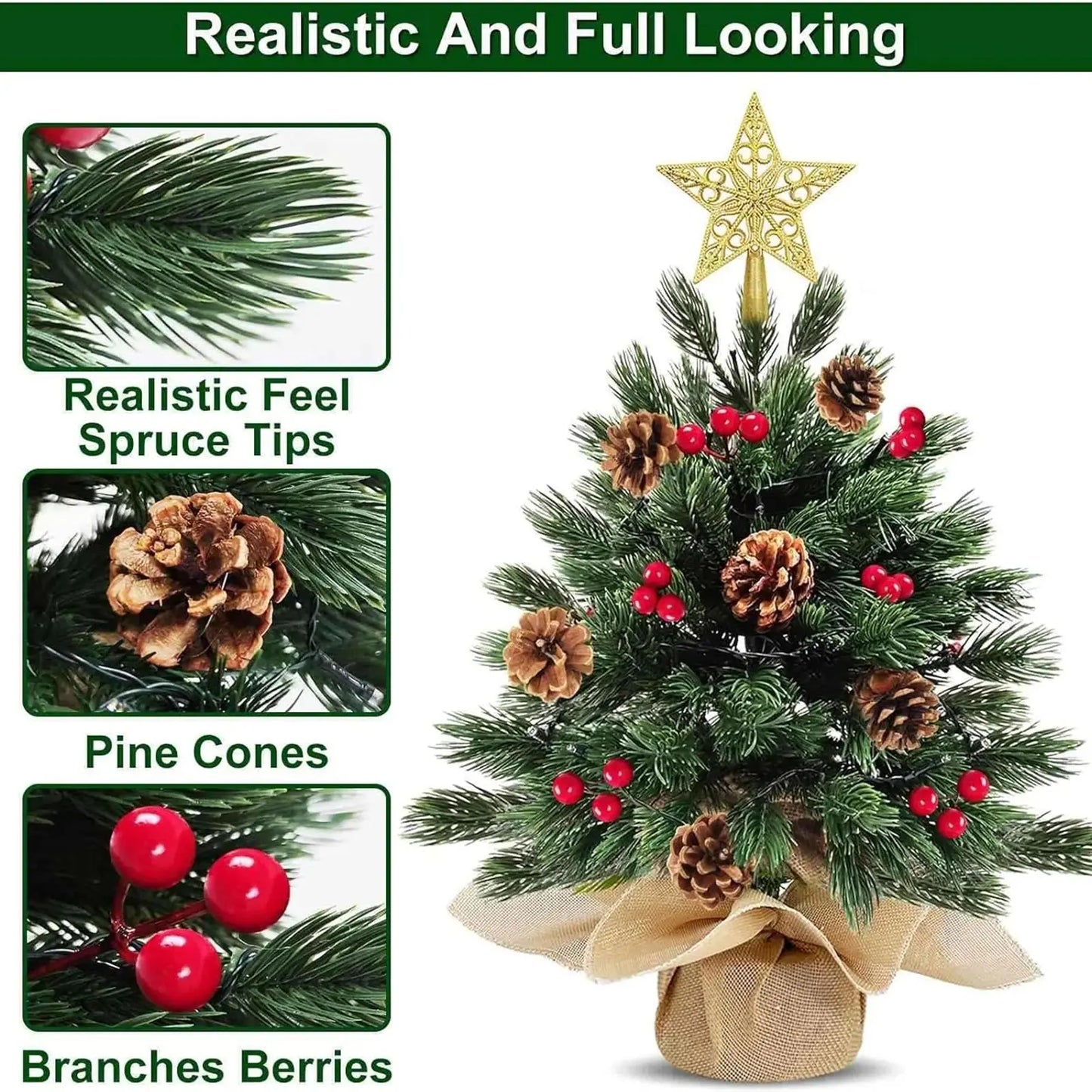 Realistic Artificial Christmas Tree Mini Christmas Tree With Lights And Star Tops Christmas Tree Decoration Ornaments Navidad