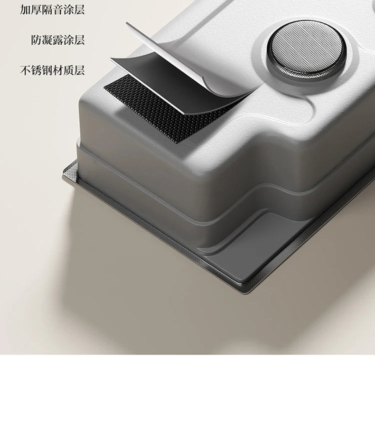 Household Sink, Made Of 304 Stainless Steel, With A Large Single Sink And Integrated Molding