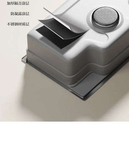 Household Sink, Made Of 304 Stainless Steel, With A Large Single Sink And Integrated Molding