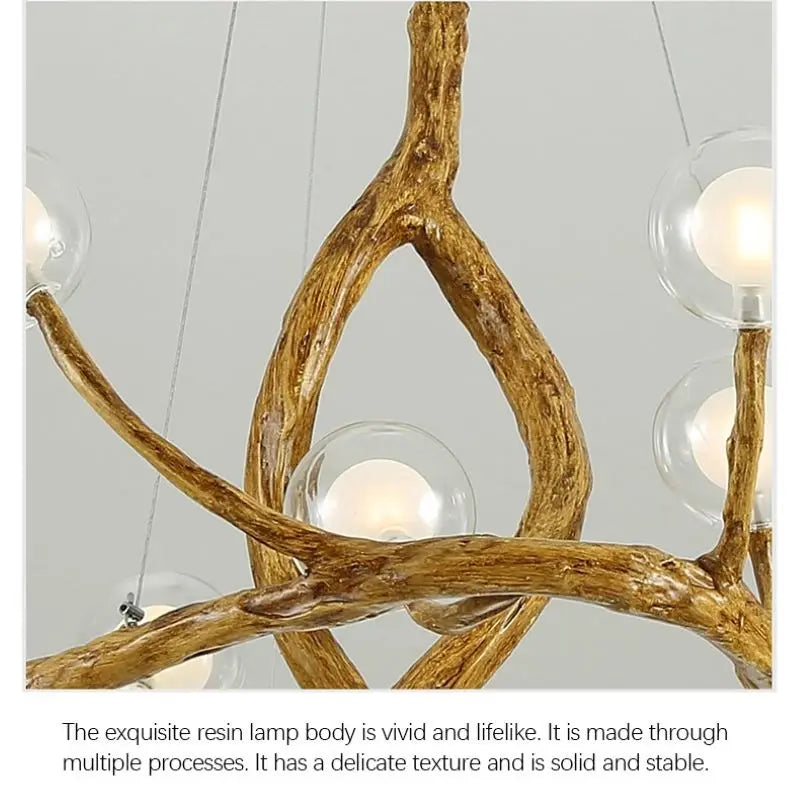 Tree Branch Chandelier Lustre Salon Design antique vintage lamp glass lampshade resin lamp for Living Room dining table light