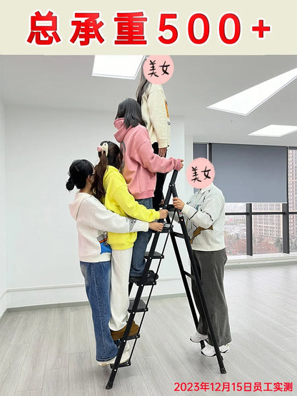 Household  Indoor  Folding  Telescopic  Herringbone  Portable  Four-step  Stairs Carbo