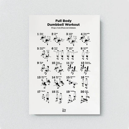 Dumbbell Gym Chart Poster Prints Fitness Workout Training Exercise Canvas Painting Black White Art Home Decor Cuadros