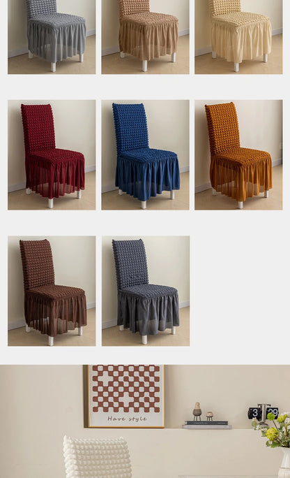 High Quality Seersucker Chair Cover For Dining Room Banquet Chair Slipcover Stretch Chair Skirt Elastic Wedding Chair Decoration