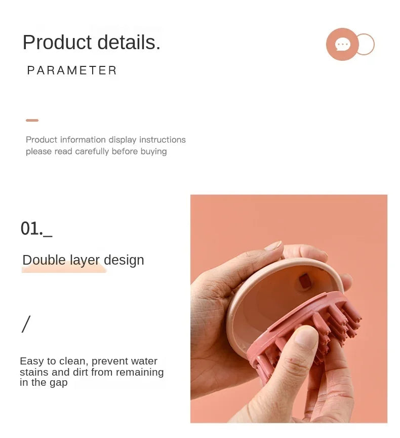 Household Hair Cleaning Shampoo Comb with Handle, Wet and Dry Massage, Silicone, Does Not Hurt The Head