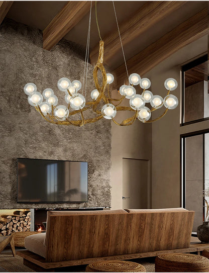 Tree Branch Chandelier Lustre Salon Design antique vintage lamp glass lampshade resin lamp for Living Room dining table light