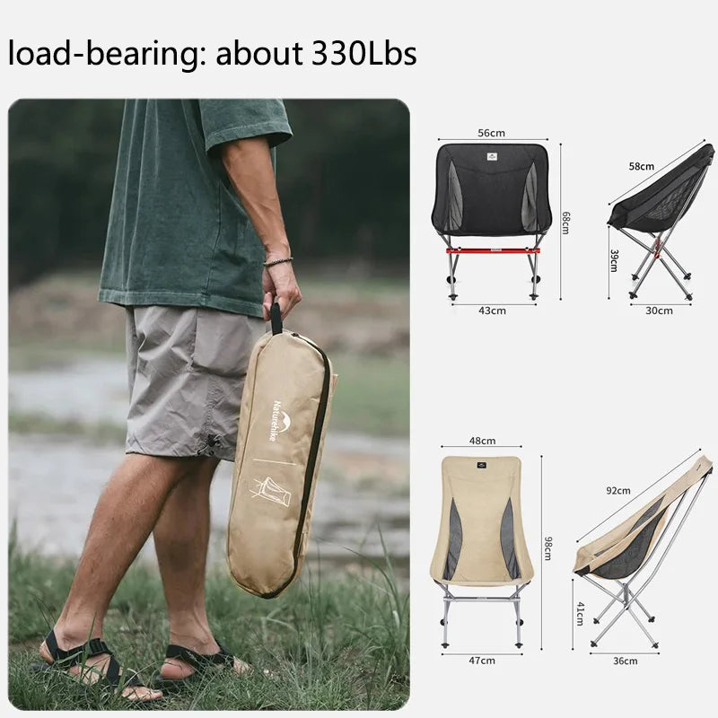 Naturehike Camping Chair L04 Folding Fishing Chair Ultralight Portable Aluminum Alloy Moon Chair Outdoor Picnic Relax Chair