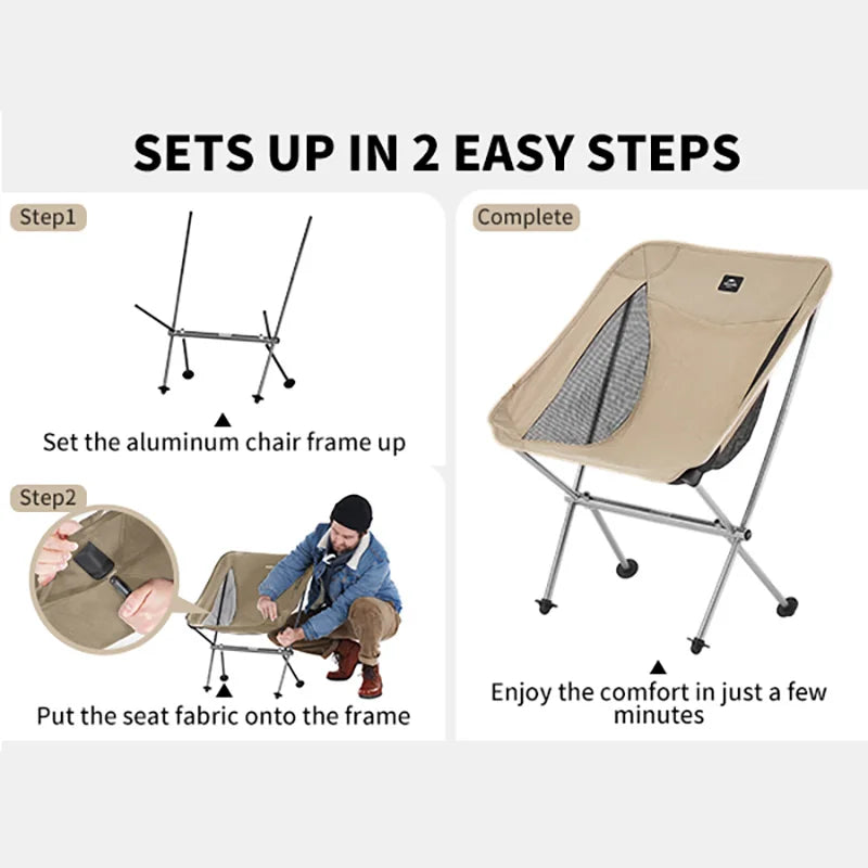 Naturehike Camping Chair L04 Folding Fishing Chair Ultralight Portable Aluminum Alloy Moon Chair Outdoor Picnic Relax Chair
