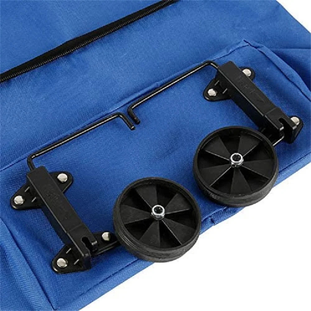 Household Portable Folding Cart Roller Shopping Bags Outdoors Food and Fruits Storage Foldable Trolley Wheel Supermarket Bag ﻿