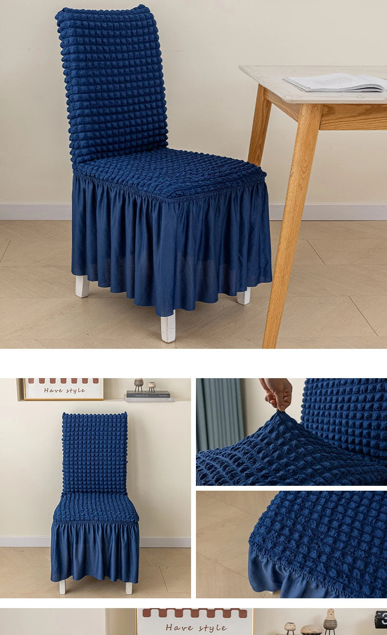 High Quality Seersucker Chair Cover For Dining Room Banquet Chair Slipcover Stretch Chair Skirt Elastic Wedding Chair Decoration